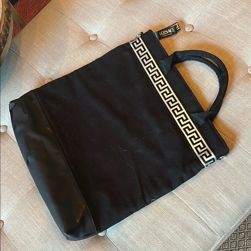 Versace Fragrances Men's Luxury Canvas Bag with Attachable Crossbody Strap